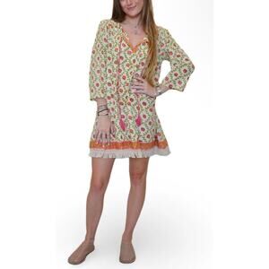 Sur La Vague SLV Ivy Print Dress Womens O/S Tunic Coverup Floral Print Tassels